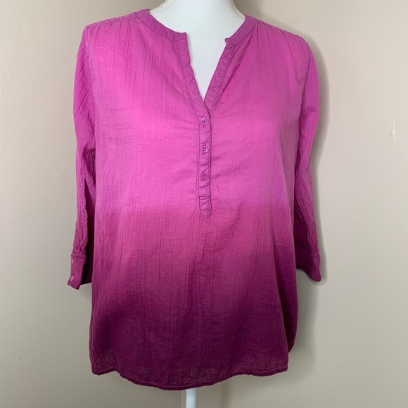 5/$25 ST. JOHNS BAY Purple Ombré 3/4 Sleeve Blouse - Picture 2 of 4
